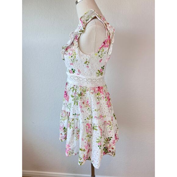 Ever New White Floral Print Broderie Anglaise Fit & Flare Dress Easter size 4 - Picture 9 of 11
